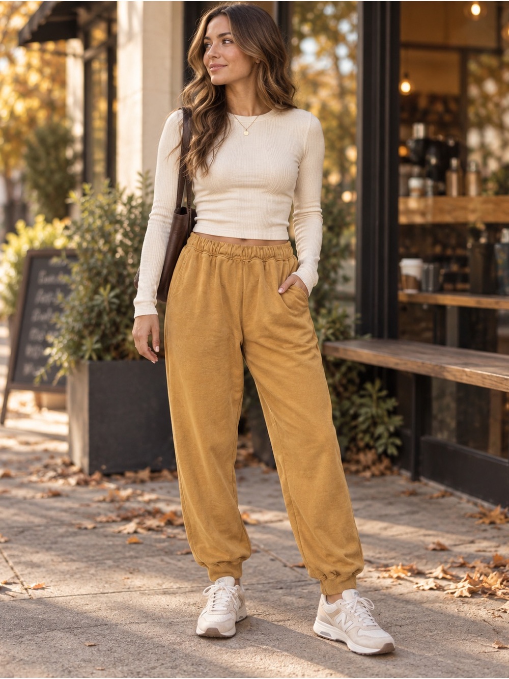 FP Movement Mustard Garment-Dyed Jogger Pants Size Medium